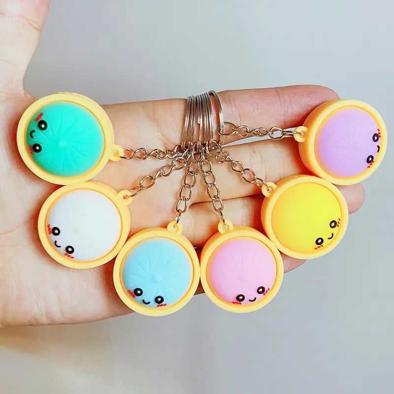 Cute Dumpling Fidget Keychain – Blind Box Surprise Stress Relief Toy