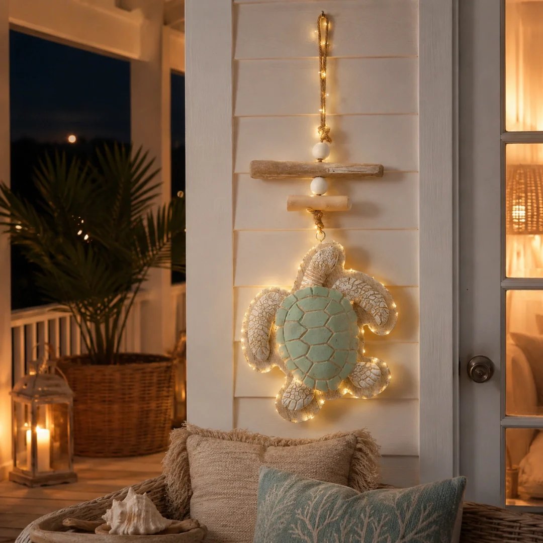🐢Lighted Coastal Sea Turtle Hanging Wall Decor with Remote