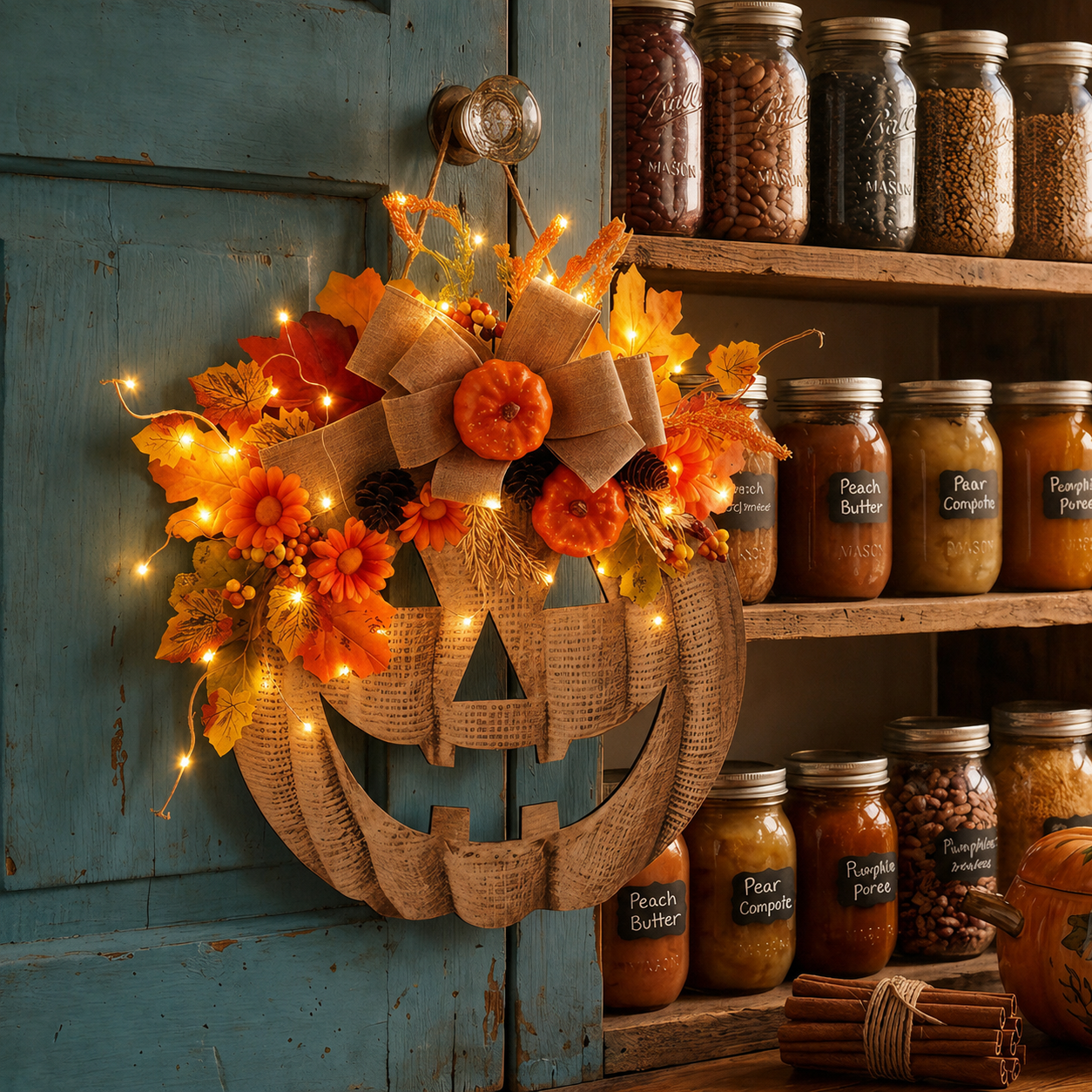 🎃 Halloween Early Bird Sale | 49% OFF-Lighted Burlap Pumpkin Wreath🍂