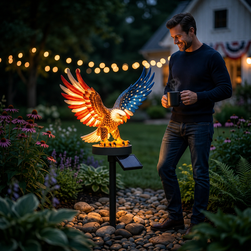🔥LAST DAY 50% OFF – Solar Eagle Garden Light – A Glowing Tribute to American Freedom