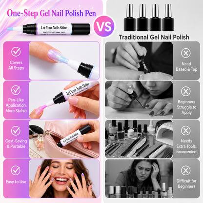 5 in 1 Aurora Gel Nail Polish Pen with Base Color and Top Coat