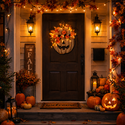 🎃 Halloween Early Bird Sale | 49% OFF-Lighted Burlap Pumpkin Wreath🍂