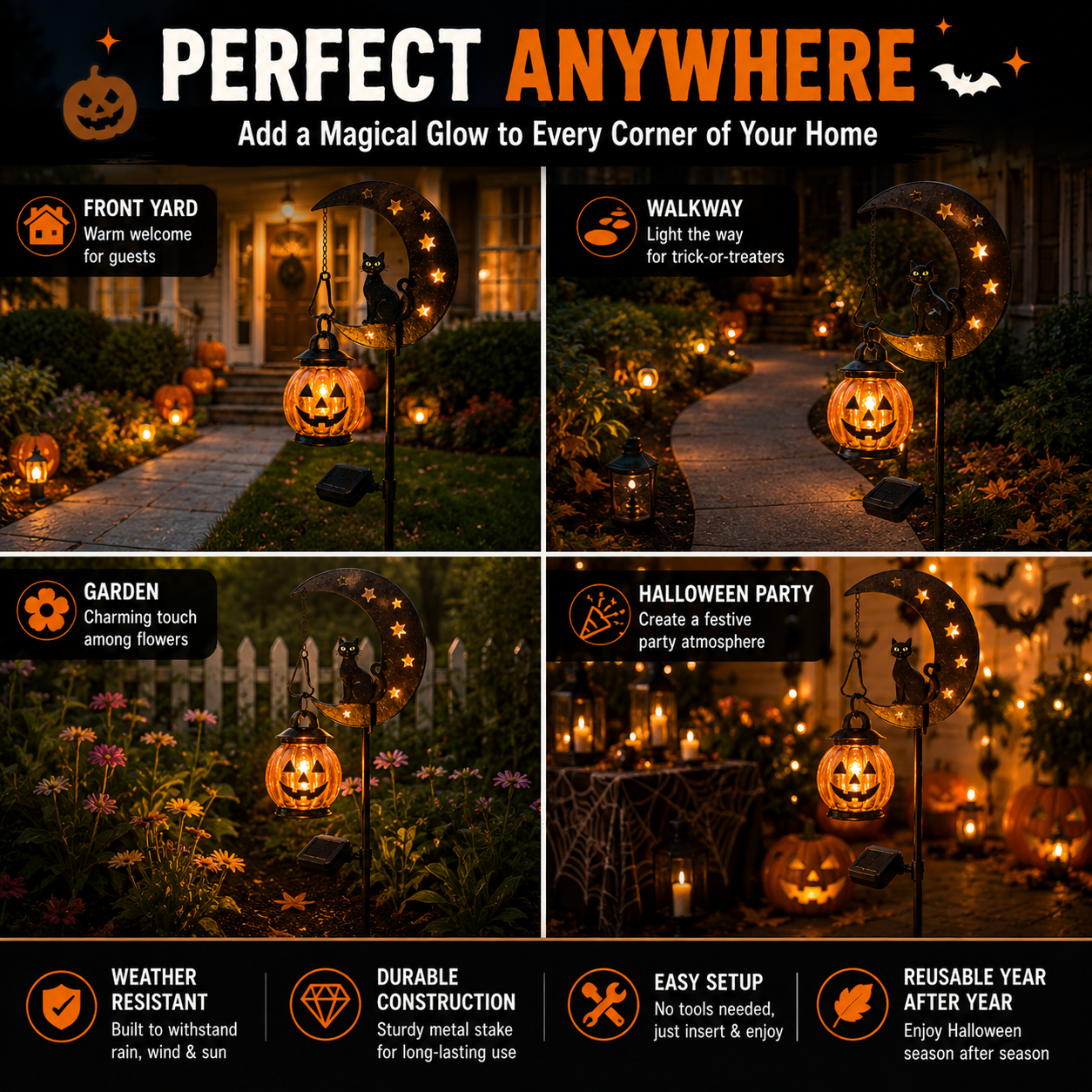 2026! ! !🔥59% OFF TODAY 👻 Solar Halloween Garden Stake Light with Black Cat & Pumpkin