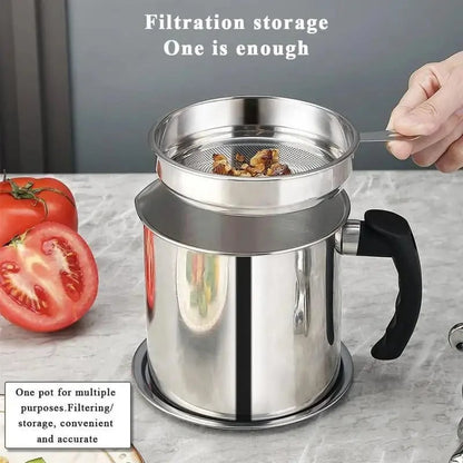 🔥 Hot sell!  1 Count Modern Kitchen Oil Dispenser with Tray & Lid,Stainless Steel Oil Pot with Filter,Bacon Grease Container, Cooking Oil Can, Kitchenware, Utensils, Kitchen Gadgets