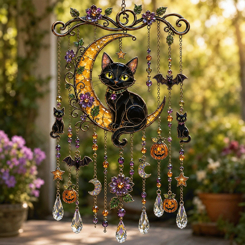 🎃 Halloween Hummingbird Wind Chime | Crystal Garden Hanging Decor