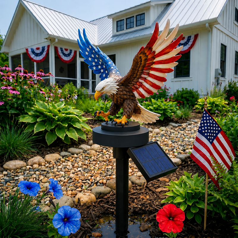 🔥LAST DAY 50% OFF – Solar Eagle Garden Light – A Glowing Tribute to American Freedom