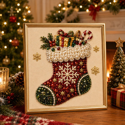 🧘Relaxing & Beginner-Friendly-💎DIY Christmas Pearl Diamond Painting Art Kit With Frame