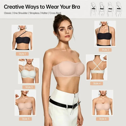 Final 3 Hours: 60%OFF🔥  Womens Strapless Bras Push Up Bandeau Bra