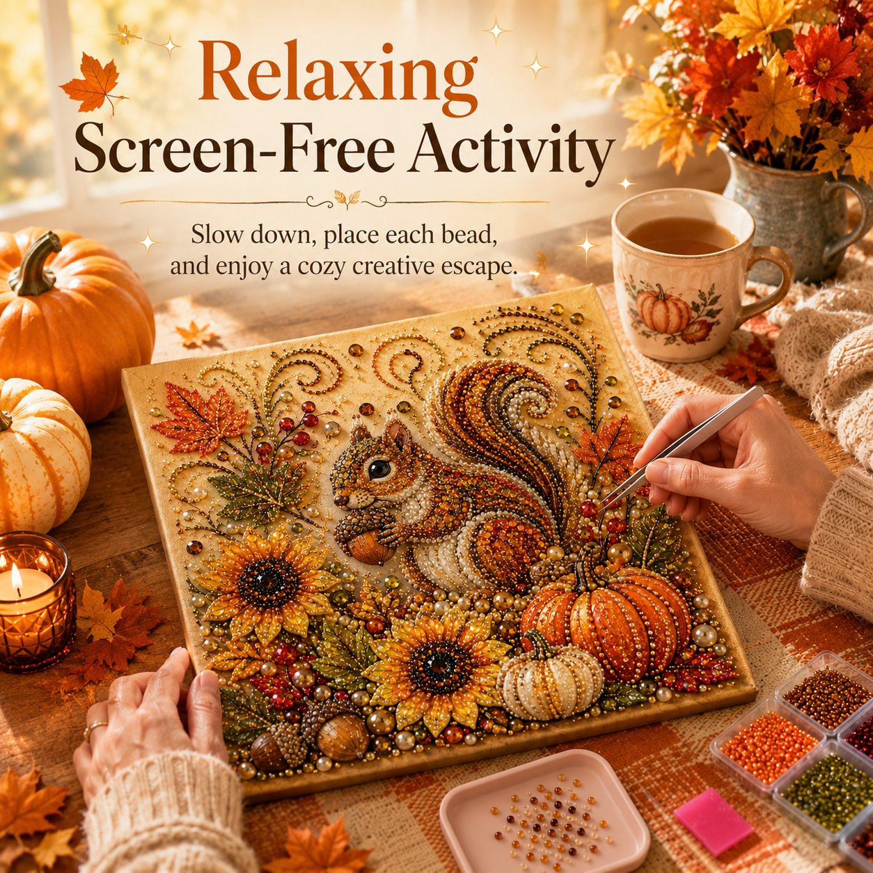 🔥 Last Day 49% OFF - 🍂💎 Autumn Pearl Painting Kit – Relaxing DIY Craft to Create Sparkling Fall Artwork 🖌️
