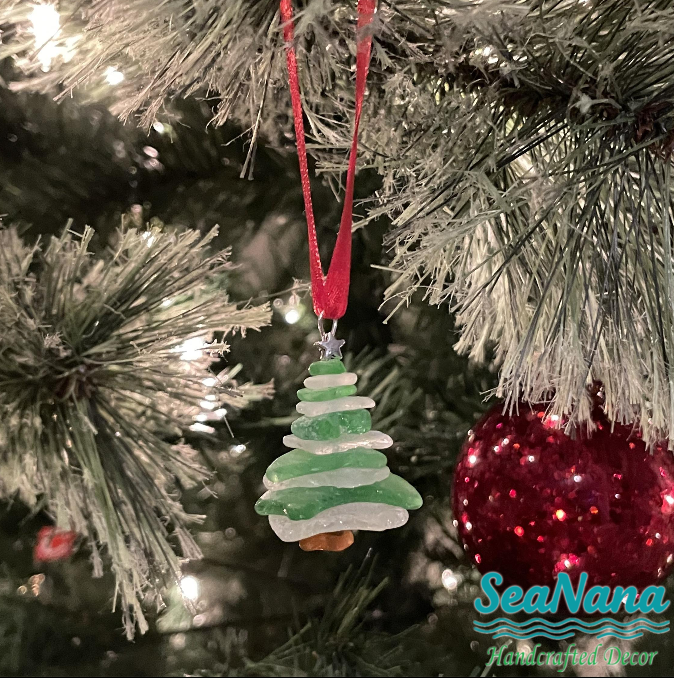 🎄Lake Erie Sea Glass Christmas Tree Ornament