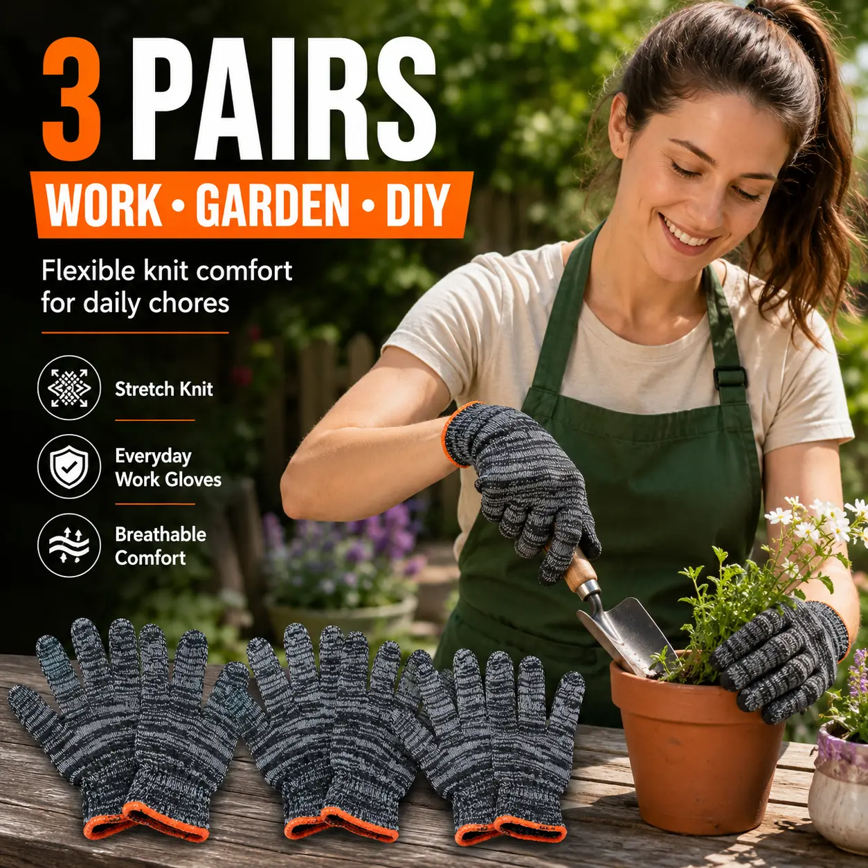 Unisex gardening gloves; versatile work gloves with strong grip