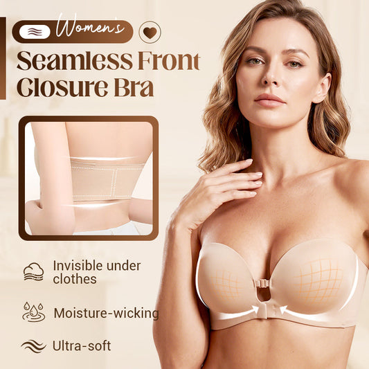 👙Last Day Special Price🤍Women’s Seamless Front Closure Strapless Bra, Ultra Soft Moisture-Wicking Invisible Everyday Bra
