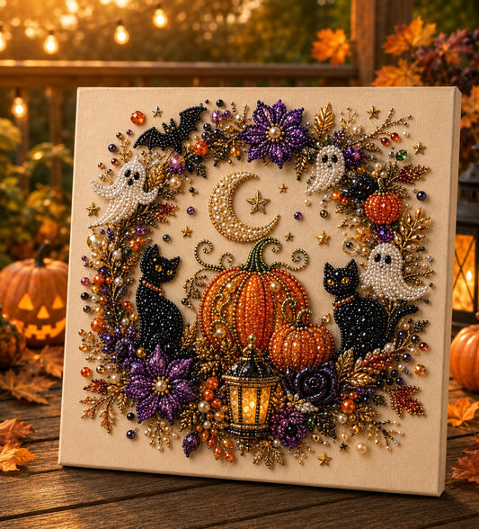 💥 Last Day 48% OFF – 👻✨ Halloween Pearl Art DIY Kit – Turn Tiny Pearls into Spooky-Cute Magic