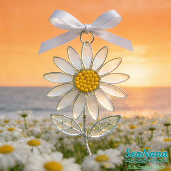 💐Handcrafted Sea Glass Flower Sun Catchers