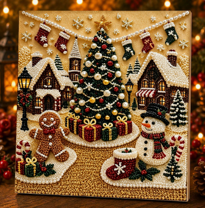 🧘Relaxing & Beginner-Friendly-💎DIY Christmas Pearl Diamond Painting Art Kit With Frame