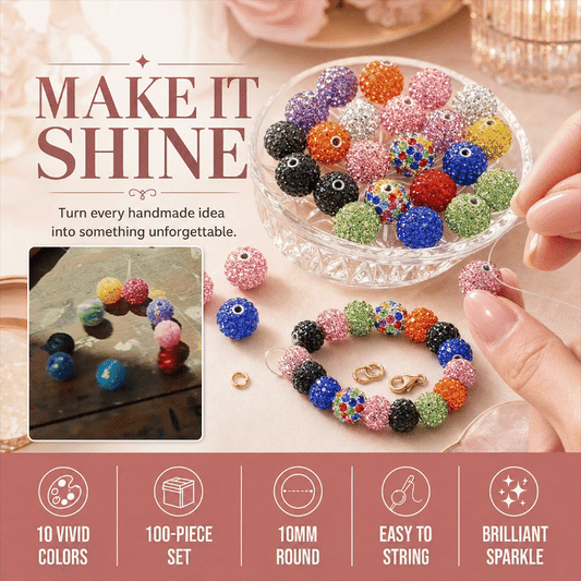 Colorful Rhinestone Craft Beads – 100 Pieces