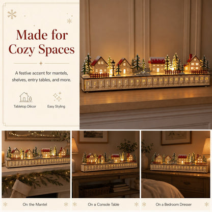 Wooden Village Advent Calendar With Led Glow🎁🌲