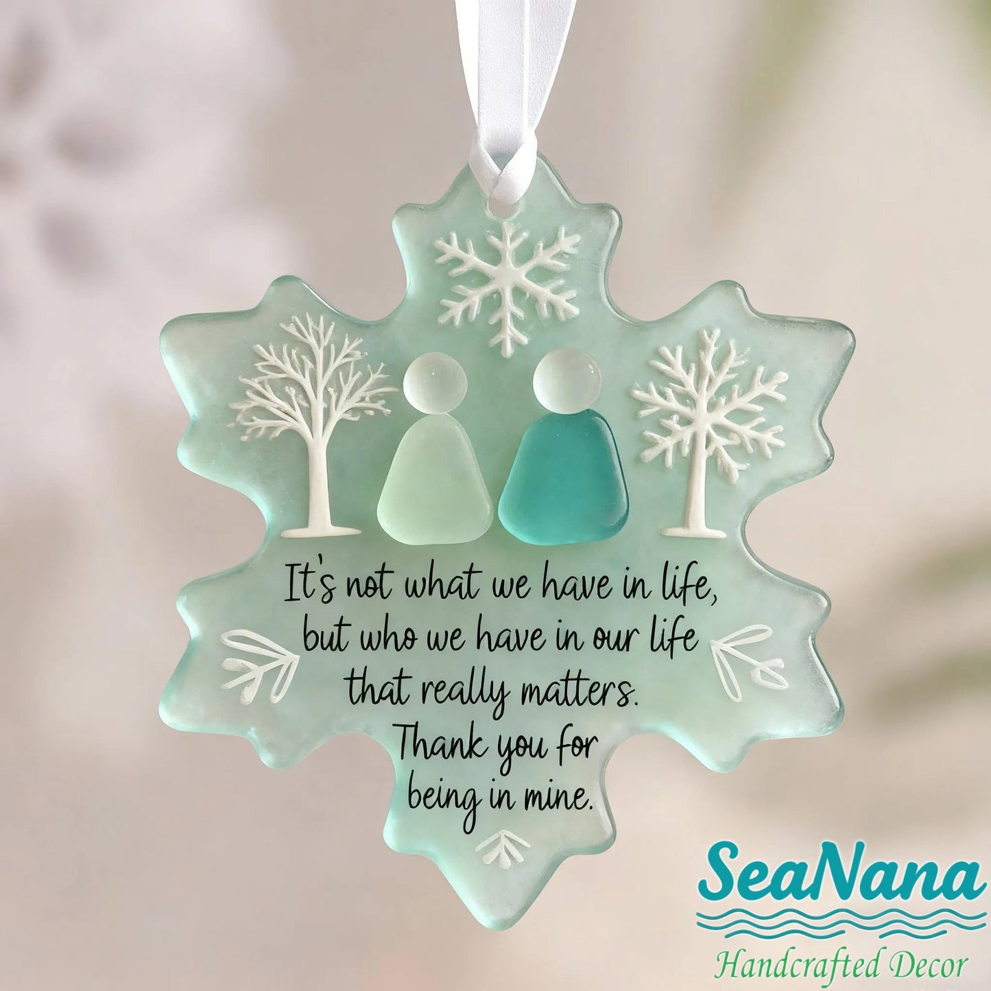 🌊Snowflake-Shaped Sea Glass Friendship Ornament