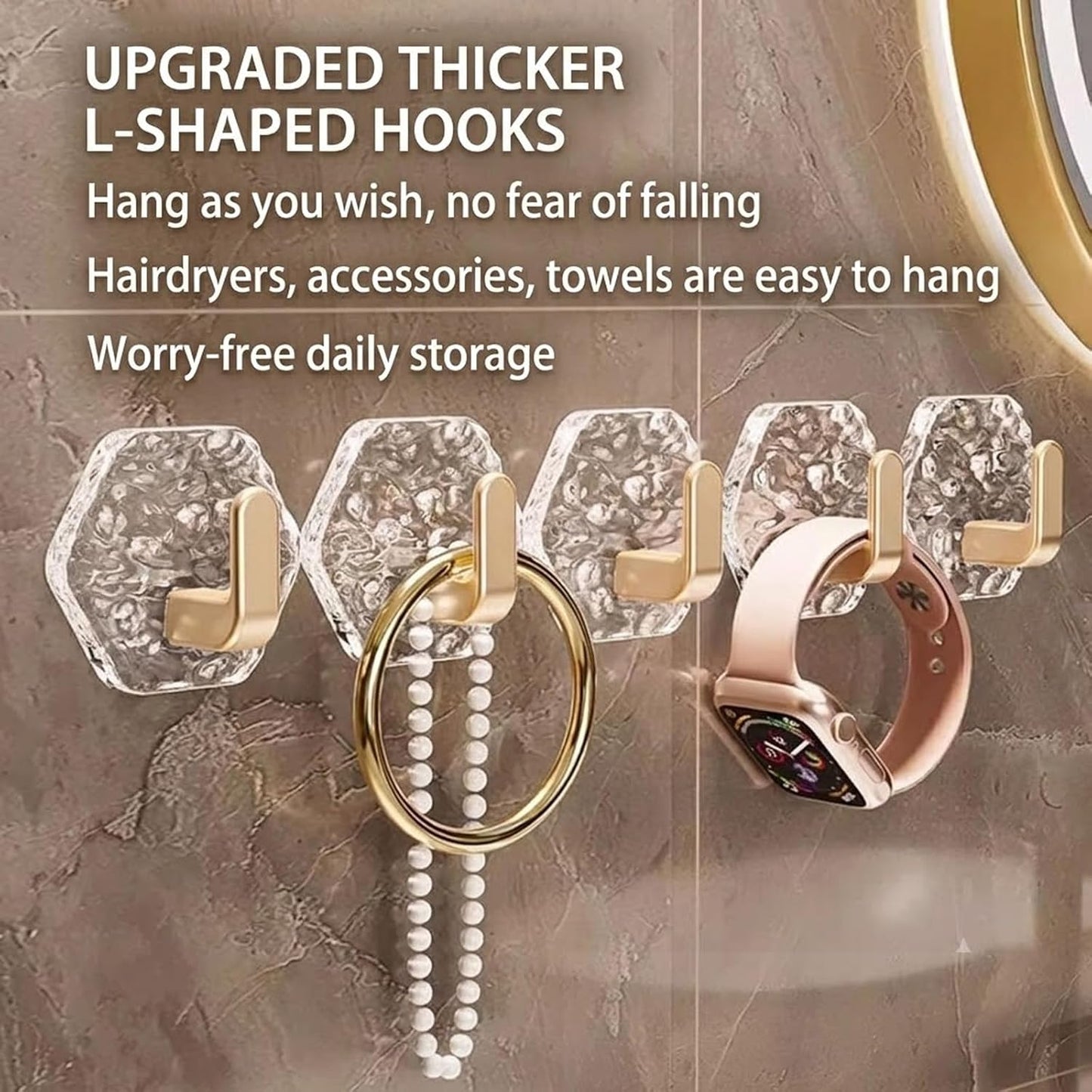 10 Pack Hexagonal Ripple Heavy Duty Hooks for Bathroom, Kitchen & Household Organization