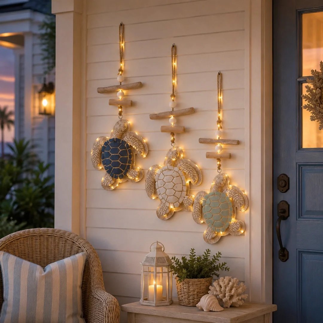 🐢Lighted Coastal Sea Turtle Hanging Wall Decor with Remote