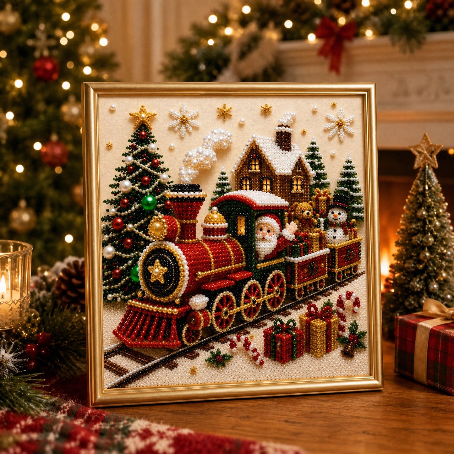 🧘Relaxing & Beginner-Friendly-🎄🎅 Premium 3D Pearl Christmas Wall Art Kit