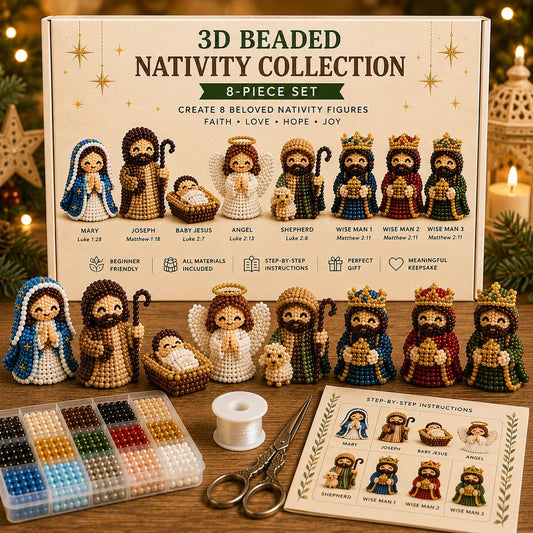 ✝️3D Beaded Nativity Collection DIY Kit – Handmade Christmas Faith Craft Set (8-Piece Set)