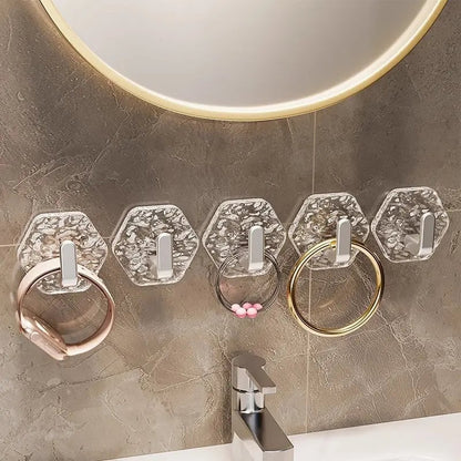 10 Pack Hexagonal Ripple Heavy Duty Hooks for Bathroom, Kitchen & Household Organization