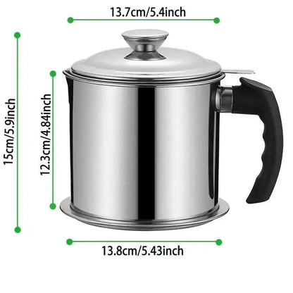 🔥 Hot sell!  1 Count Modern Kitchen Oil Dispenser with Tray & Lid,Stainless Steel Oil Pot with Filter,Bacon Grease Container, Cooking Oil Can, Kitchenware, Utensils, Kitchen Gadgets