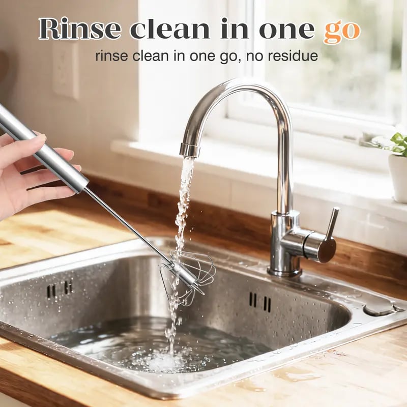 Stainless Steel Hand-Push Rotary Whisk – Semi-Automatic Egg Beater & Milk Frother