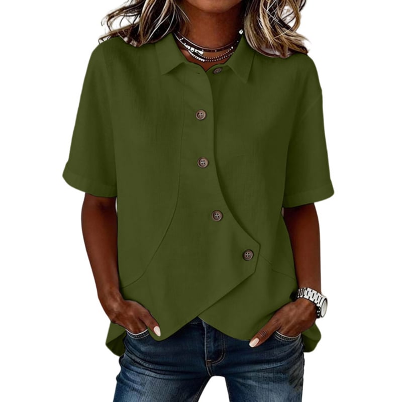 Asymmetrical Placket Button Down Shirt