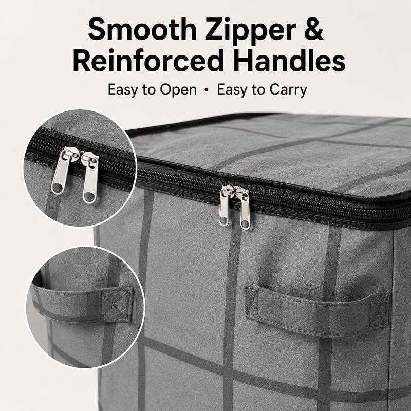 Large Capacity Storage & Moving Bag, Zippered Organizer for Clothes, Quilts, Bedding & Blankets