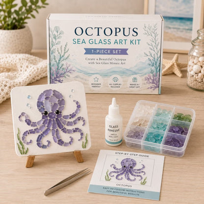 🌊 DIY Sea Glass Mosaic Art Kit – Create Beautiful Ocean-Inspired Artwork with Colorful Glass Pieces, Coastal Home Decor & Creative Handmade Gift