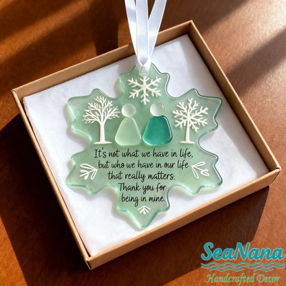 🌊Snowflake-Shaped Sea Glass Friendship Ornament