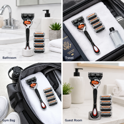 🔥Hot Sale 50% OFF 🎁6-Layer Pivoting Razor Refill Set + Handle – Ultra-Sharp Stainless Blades for Smooth Shave