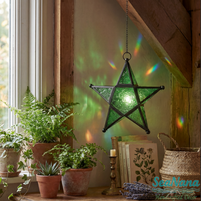 ✨Moroccan Star Lantern - Colorful Stained Glass
