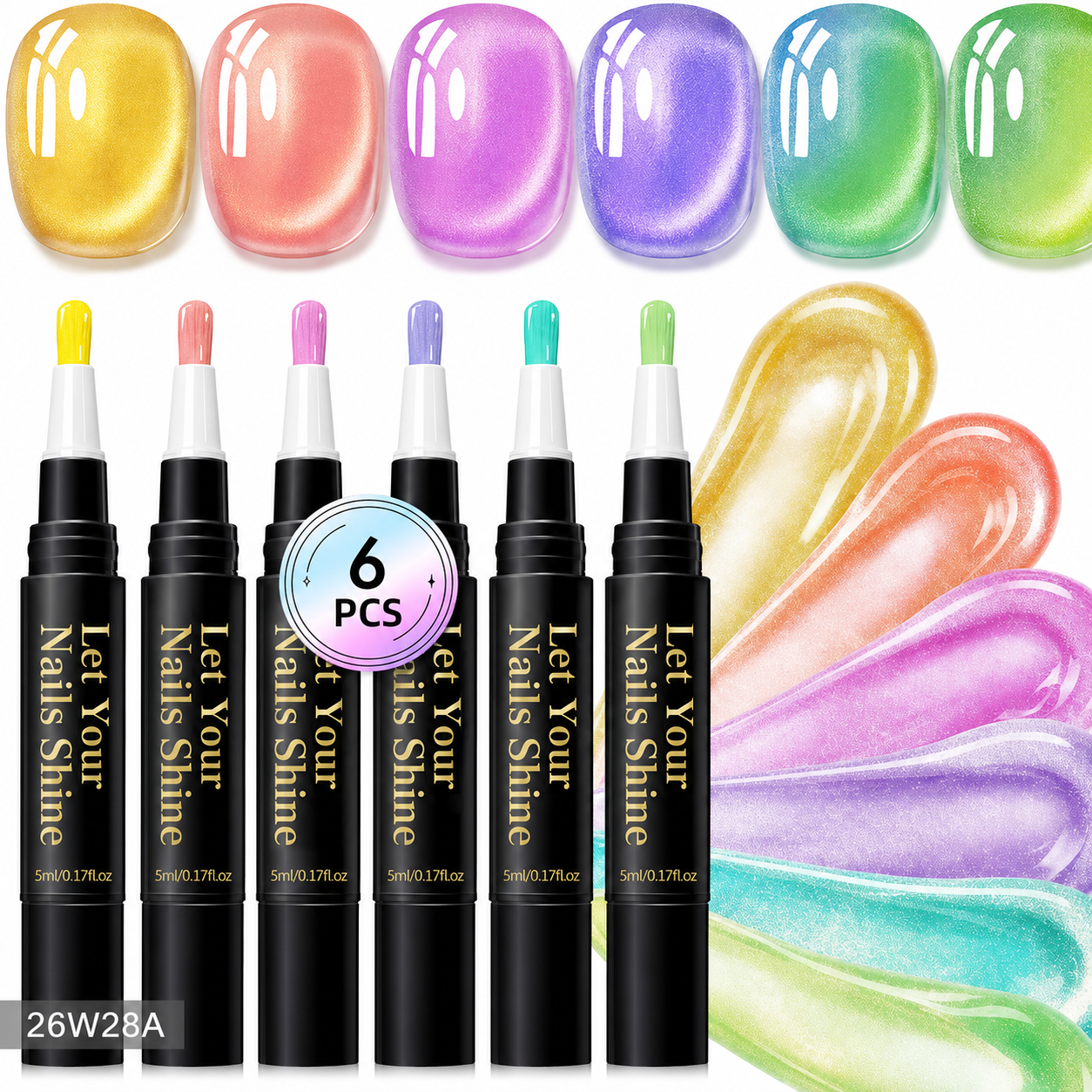 5 in 1 Aurora Gel Nail Polish Pen with Base Color and Top Coat