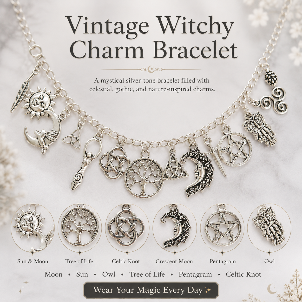 ✨Vintage Witchy Charm Bracelet