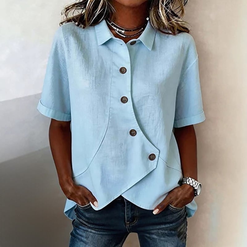 Asymmetrical Placket Button Down Shirt