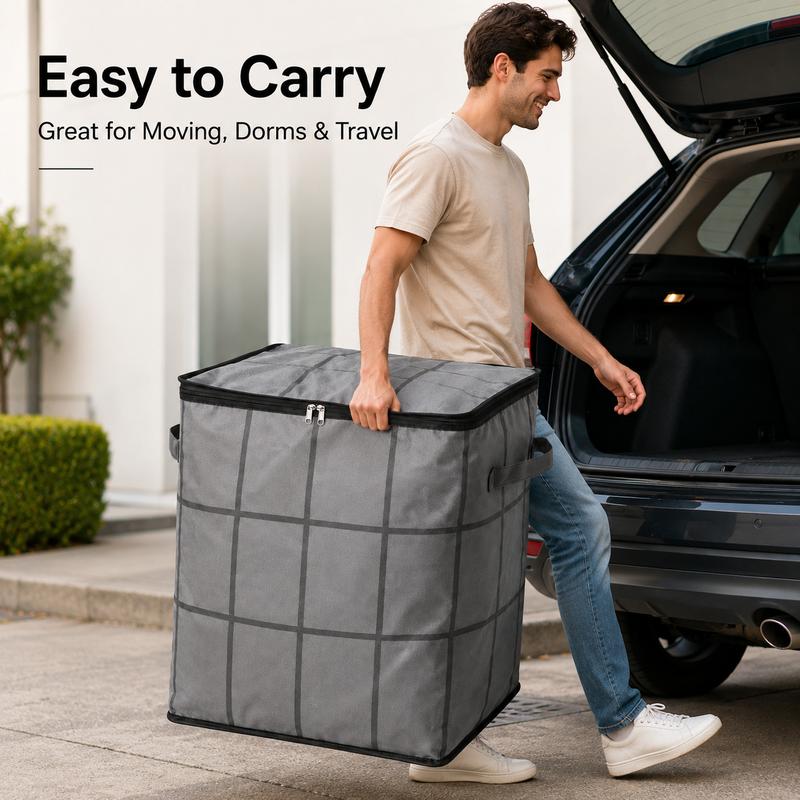 Large Capacity Storage & Moving Bag, Zippered Organizer for Clothes, Quilts, Bedding & Blankets