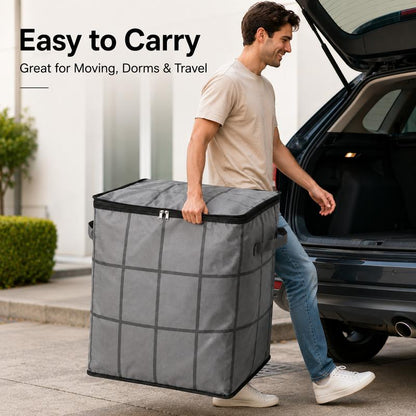 Large Capacity Storage & Moving Bag, Zippered Organizer for Clothes, Quilts, Bedding & Blankets