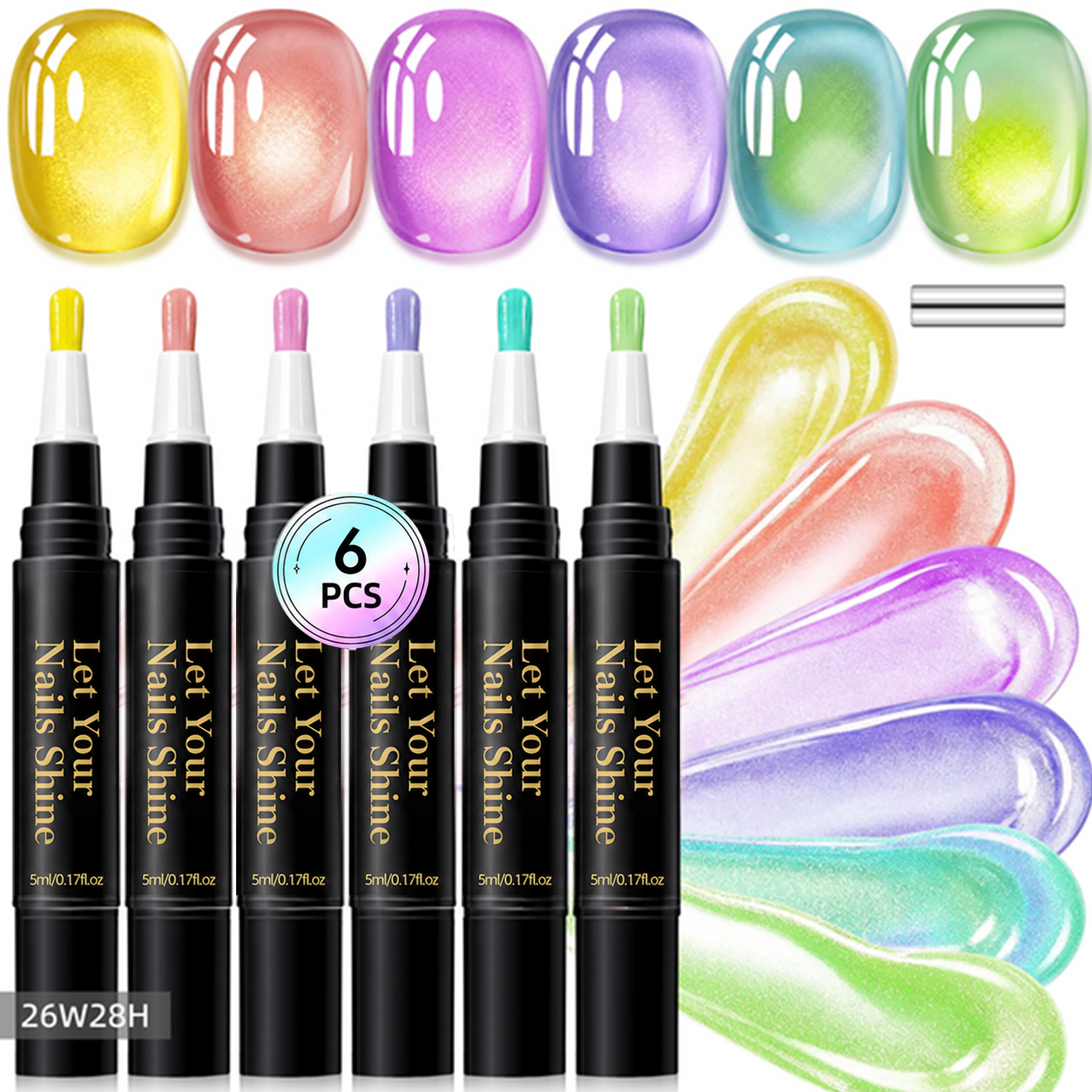 5 in 1 Aurora Gel Nail Polish Pen with Base Color and Top Coat