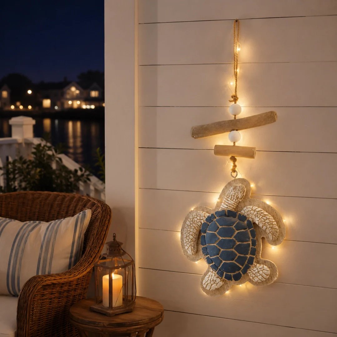 🐢Lighted Coastal Sea Turtle Hanging Wall Decor with Remote
