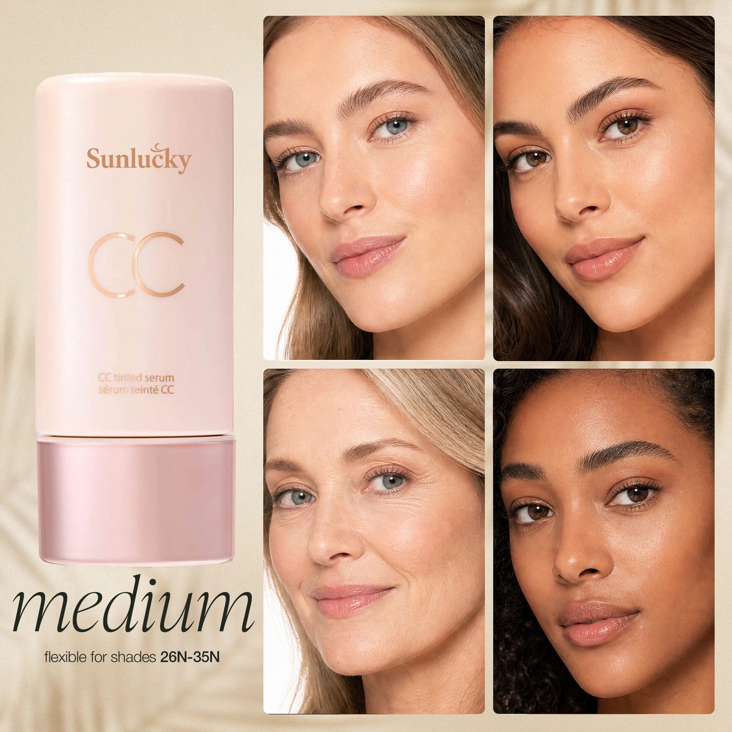 🚀Flash Sale 60% OFF 🎁 Get Free SPF Powder Brush | ✨CC color-correcting tinted serum