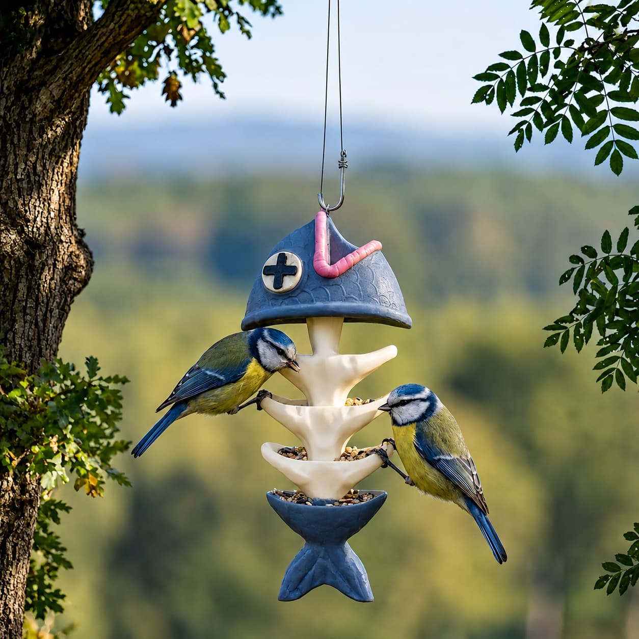 Fish Skeleton Hanging Bird Feeder