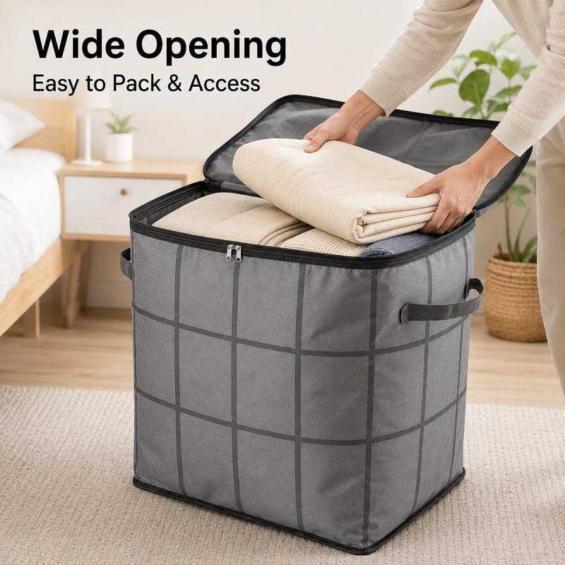 Large Capacity Storage & Moving Bag, Zippered Organizer for Clothes, Quilts, Bedding & Blankets