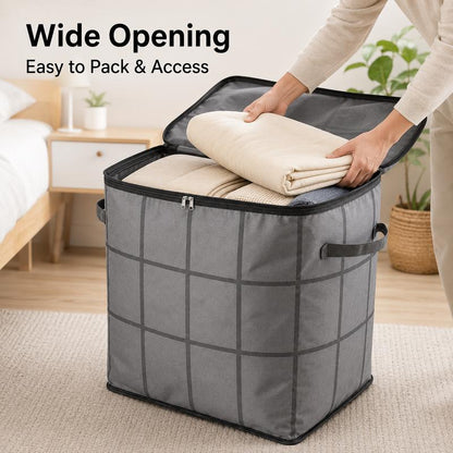 Large Capacity Storage & Moving Bag, Zippered Organizer for Clothes, Quilts, Bedding & Blankets