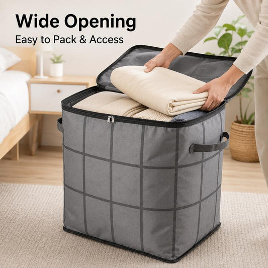 Large Capacity Storage & Moving Bag, Zippered Organizer for Clothes, Quilts, Bedding & Blankets
