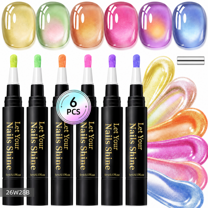 5 in 1 Aurora Gel Nail Polish Pen with Base Color and Top Coat