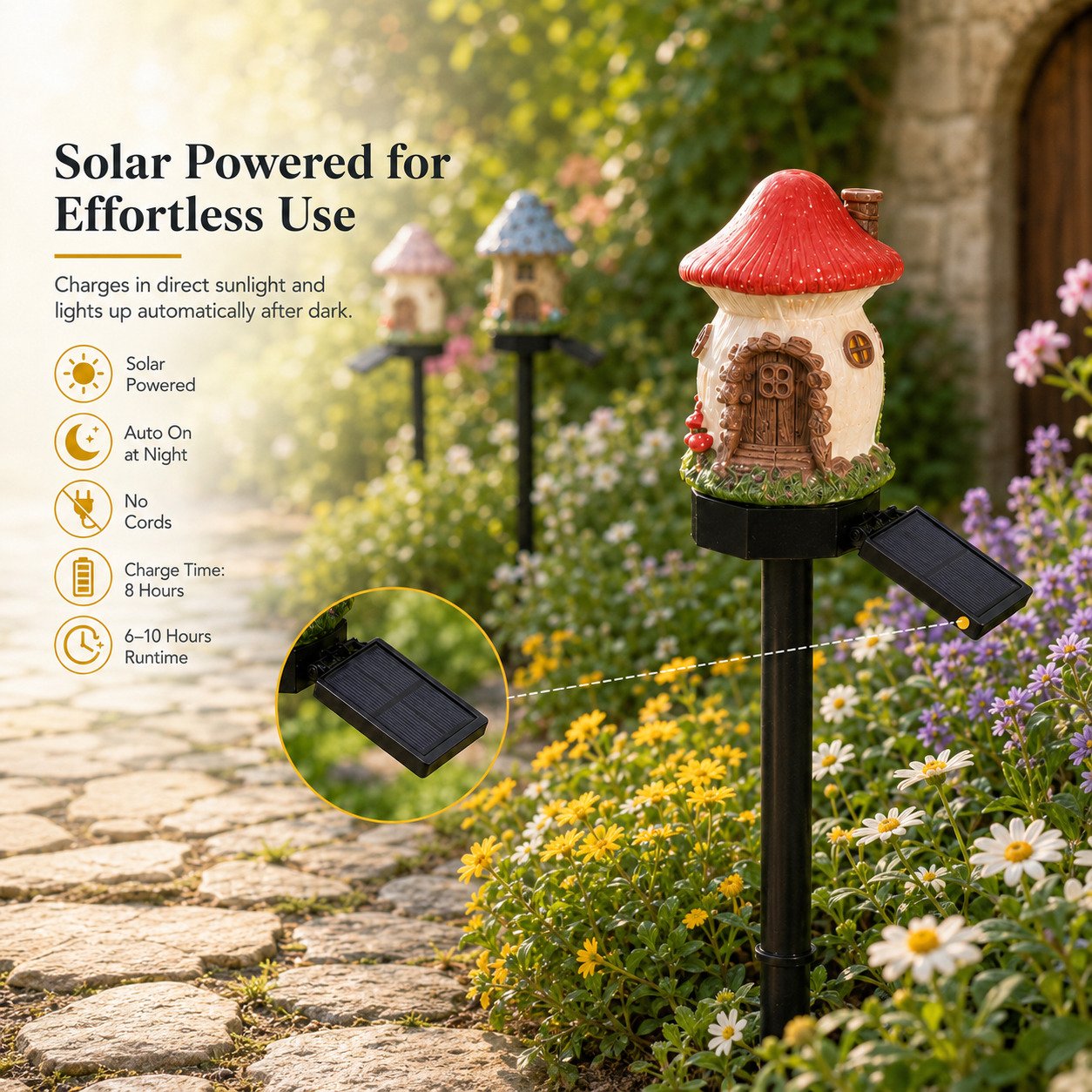 🍄 Enchanted Solar Mushroom House Light – Cozy Fairy Garden Decor