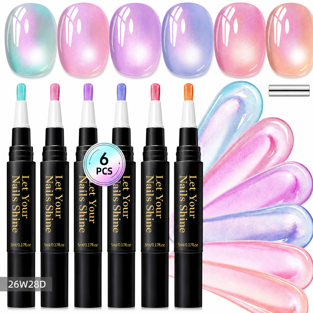 5 in 1 Aurora Gel Nail Polish Pen with Base Color and Top Coat